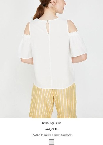 Beyaz Nakışlı Kısa Kollu Bluz - Görsel 3