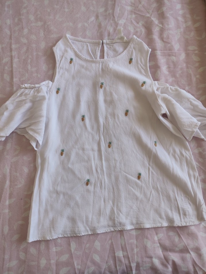 Beyaz Nakışlı Kısa Kollu Bluz - Görsel 4