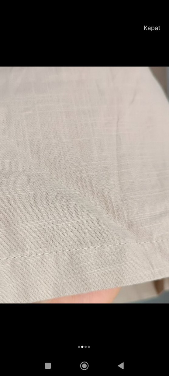 Bej Bol Kesim Keten Kapri Pantolon - Görsel 3