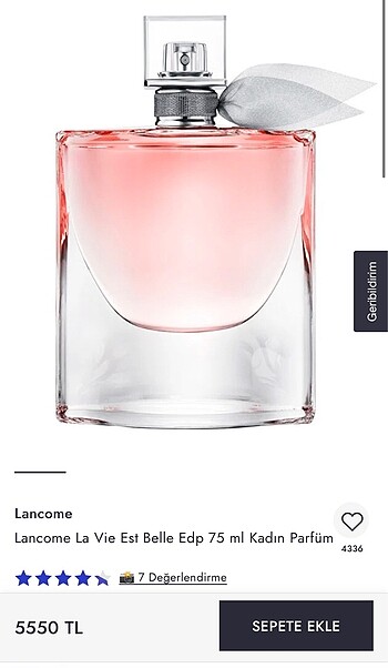  Beden Renk Lancôme La Vie Est Belle edp 75 ml