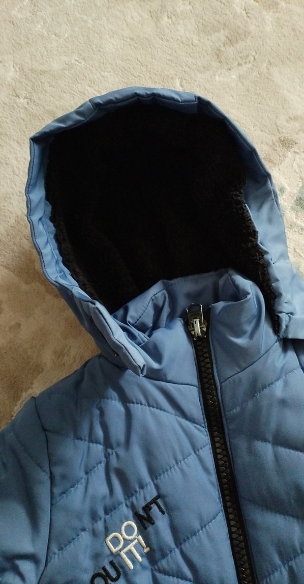 Erkek Çocuk Kapüşonlu Mavi Mont - Görsel 2