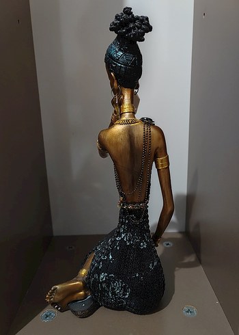 Siyah Parlak Kumaşlı Dekoratif Zenci Kadın Biblosu - Görsel 2