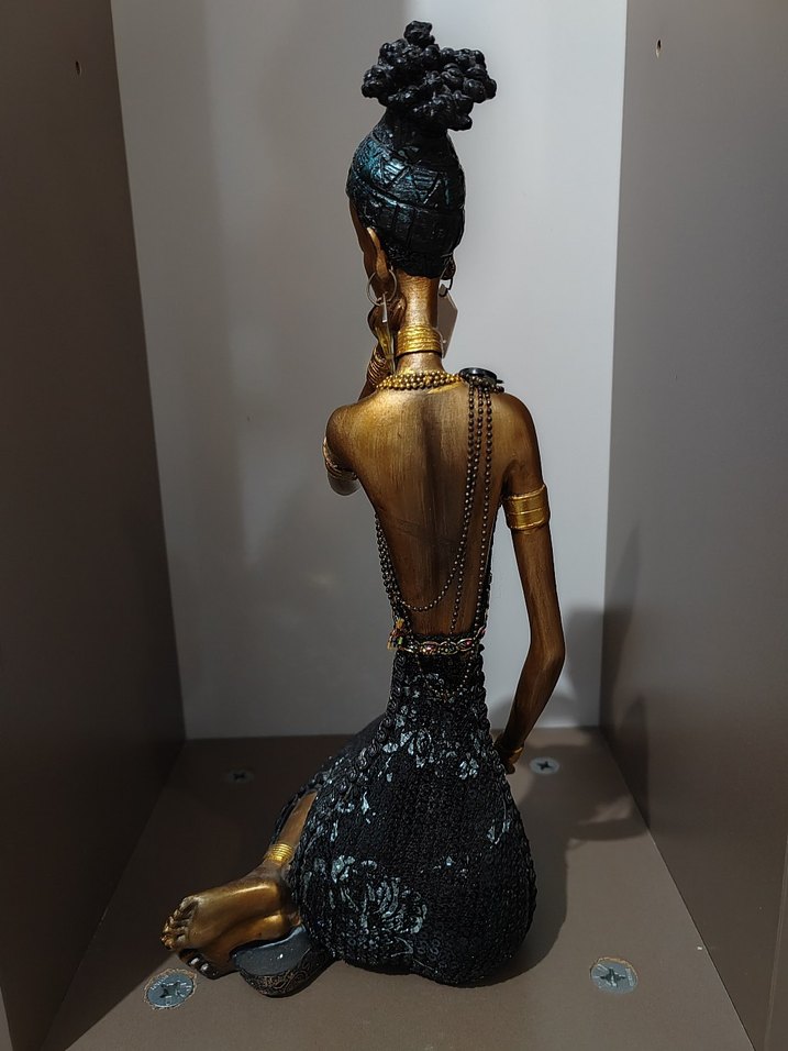 Siyah Parlak Kumaşlı Dekoratif Zenci Kadın Biblosu - Görsel 2