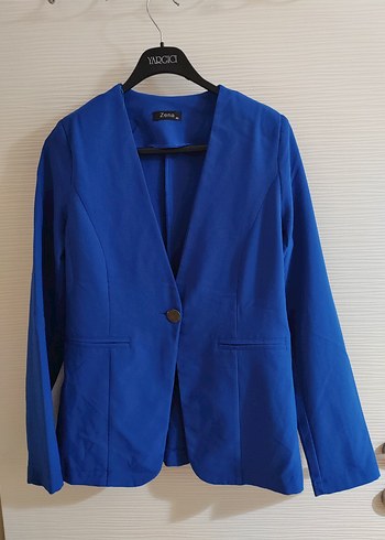 Zara Canli Mavi Tek Dugmeli Blazer Ceket