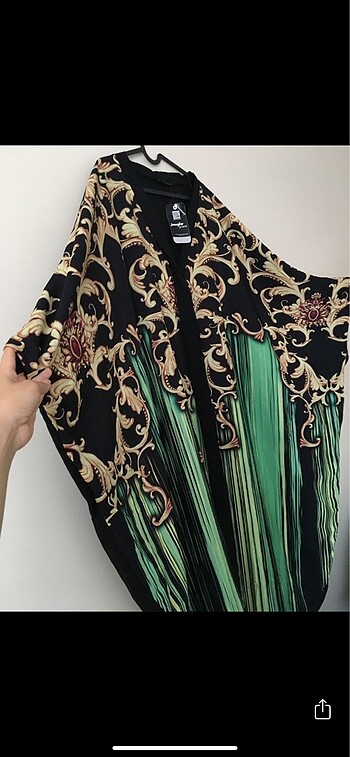 Diğer S-m-l-xl yarasa kol desenli yeşilli ferace elbise