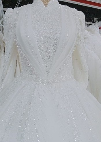 Modern Klasik V-Yaka Prenses Gelinlik - Görsel 2