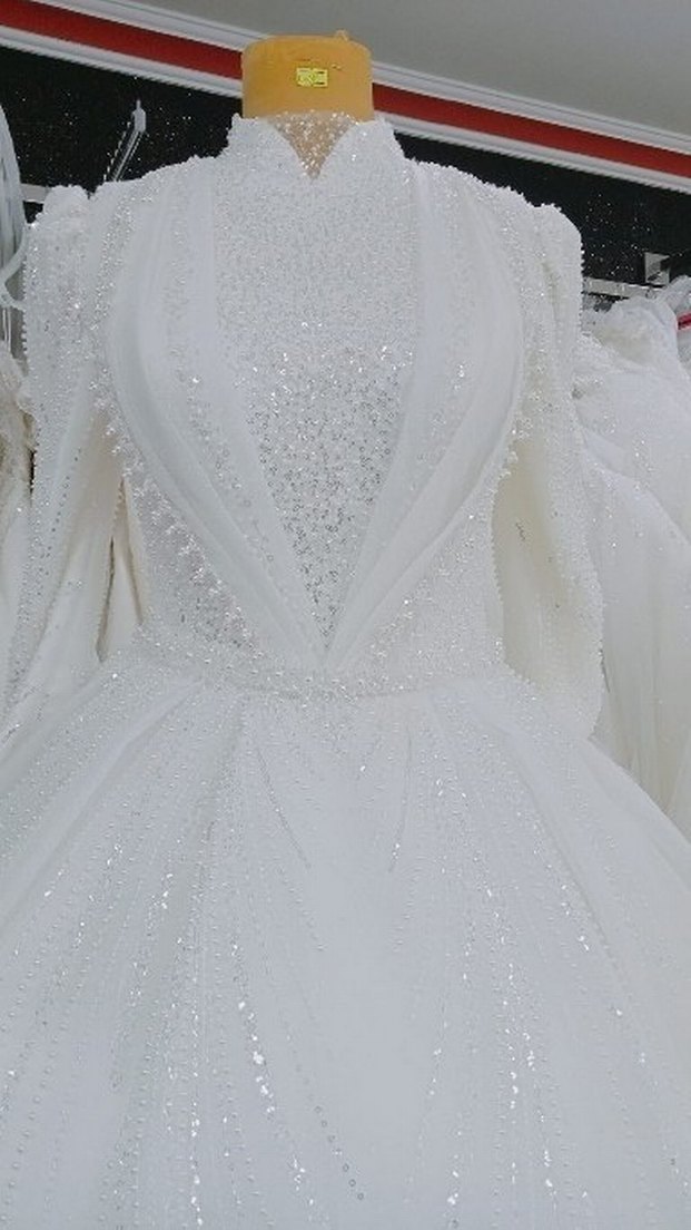 Modern Klasik V-Yaka Prenses Gelinlik - Görsel 2