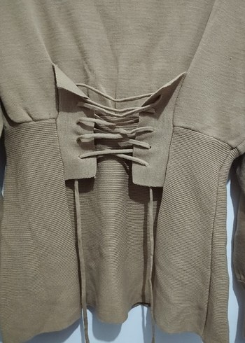 Bej Süet Kemerli Kadın Triko - Görsel 6