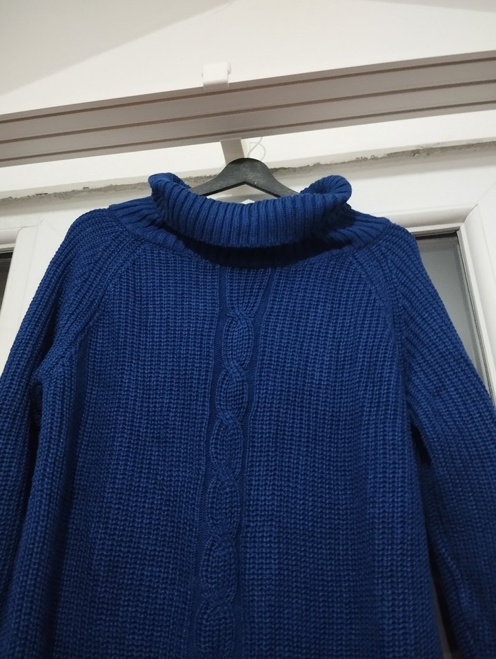 Kadın Lacivert Uzun Boğazlı Triko Kazak - Görsel 3