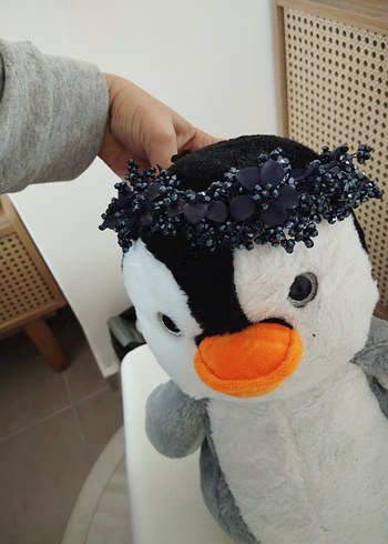 Boncuk İşlemeli Mavi Örgü Saç Aksesuarı - Görsel 4