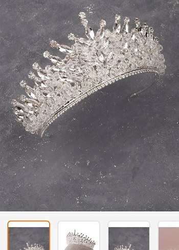 Beyaz Parlak Taşlı Gelin Tacı - Görsel 2