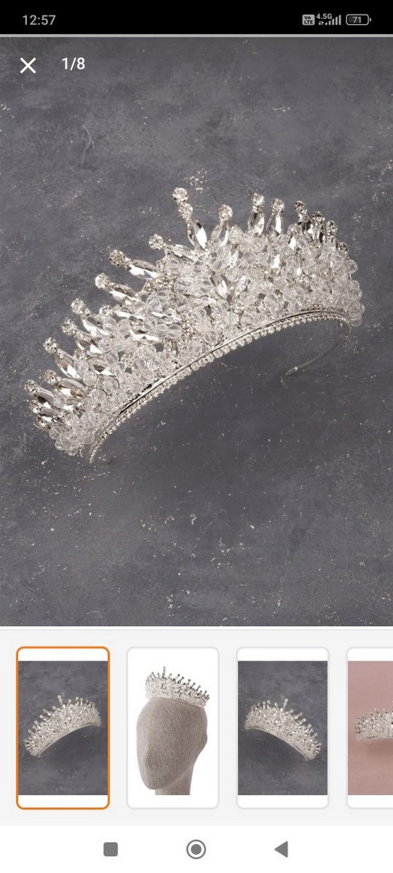 Beyaz Parlak Taşlı Gelin Tacı - Görsel 2