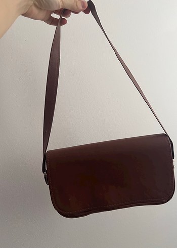 Kahverengi Deri Kadın Omuz Çantası - Görsel 2