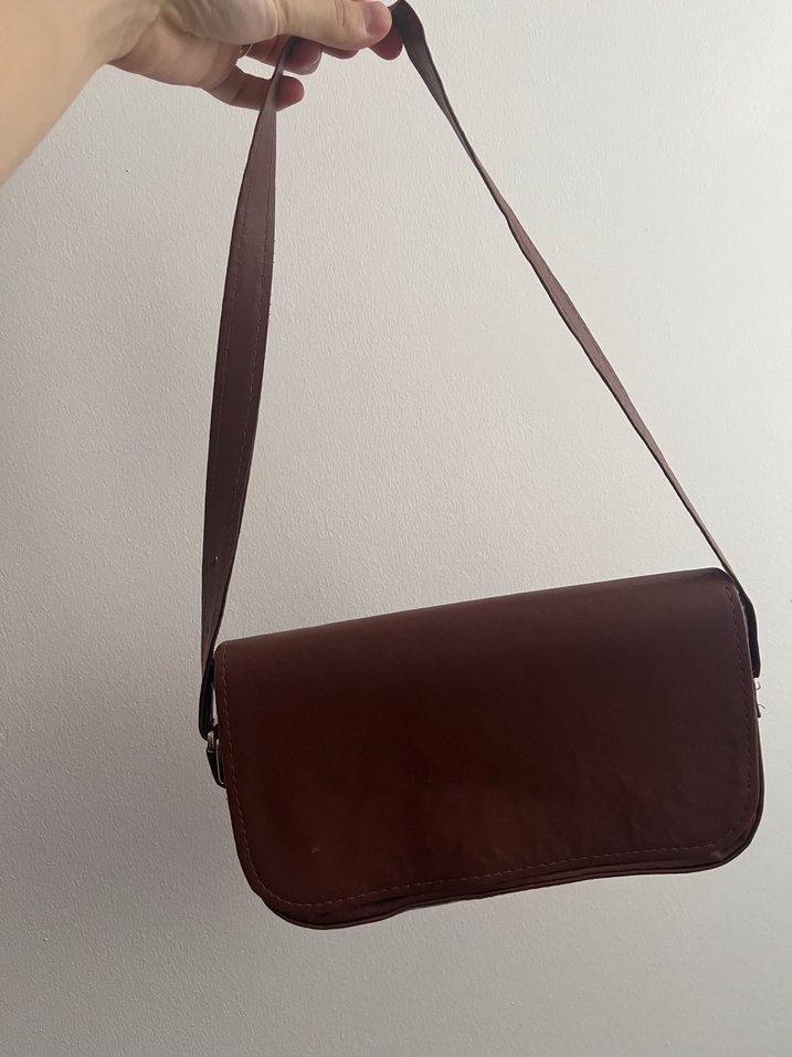 Kahverengi Deri Kadın Omuz Çantası - Görsel 2
