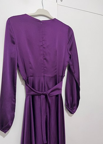 Mor Drapeli Uzun Kadın Elbise - Görsel 3