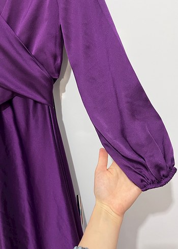 Mor Drapeli Uzun Kadın Elbise - Görsel 4