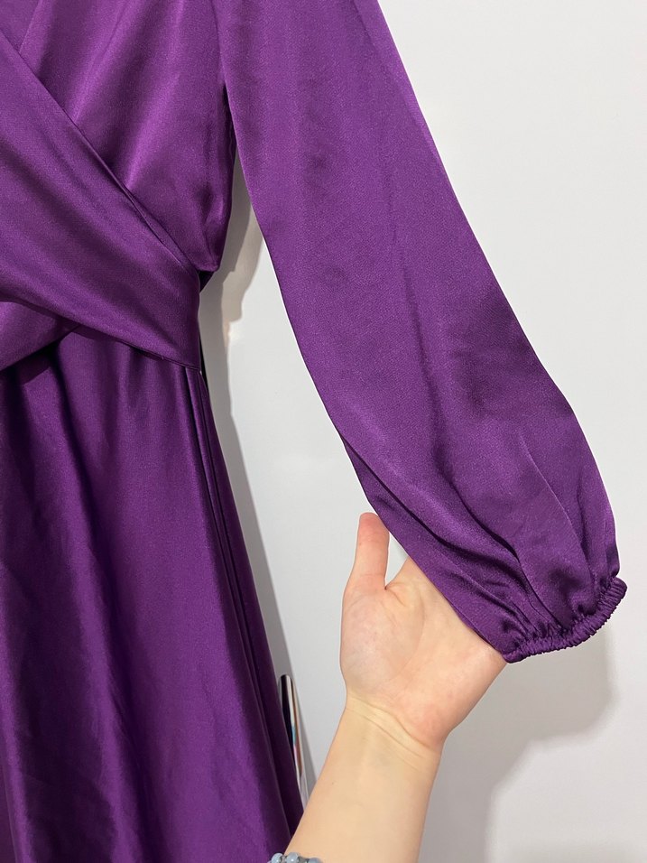 Mor Drapeli Uzun Kadın Elbise - Görsel 4