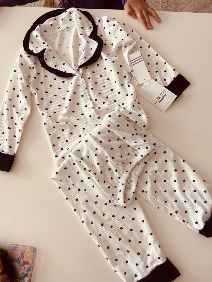 Kız Çocuk Puantiyeli Pamuklu pijama takımı 4 yaş - Görsel 4