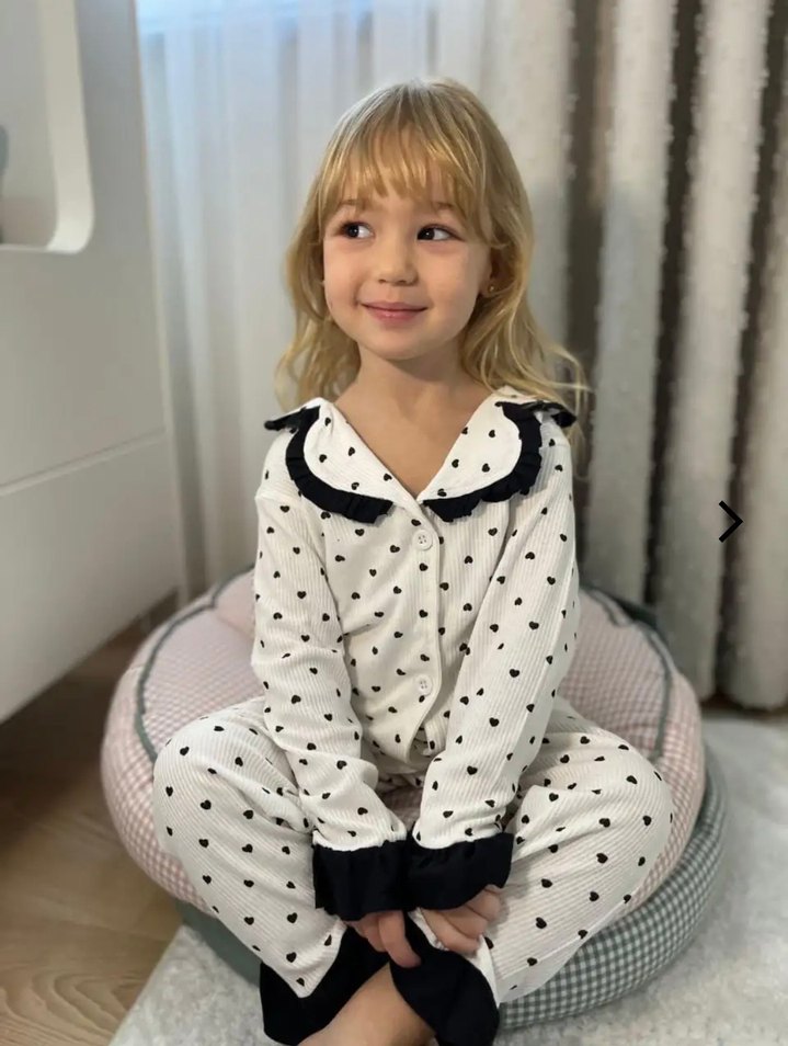 Kız Çocuk Puantiyeli Pamuklu pijama takımı 4 yaş - Görsel 2