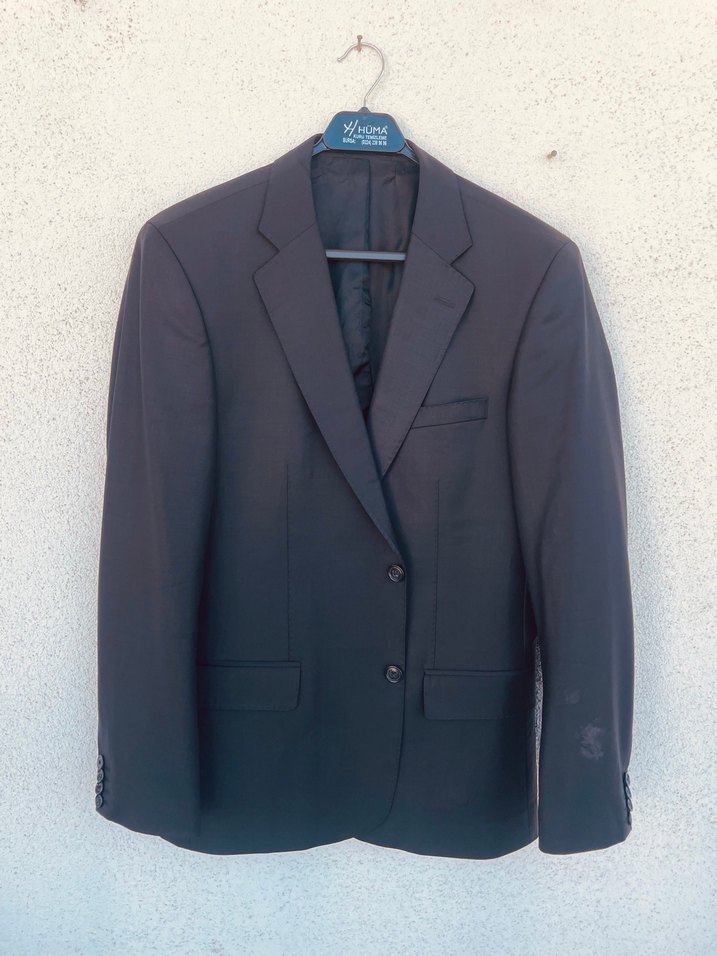 Siyah Düz Kesim Erkek Takım Elbise - Görsel 4