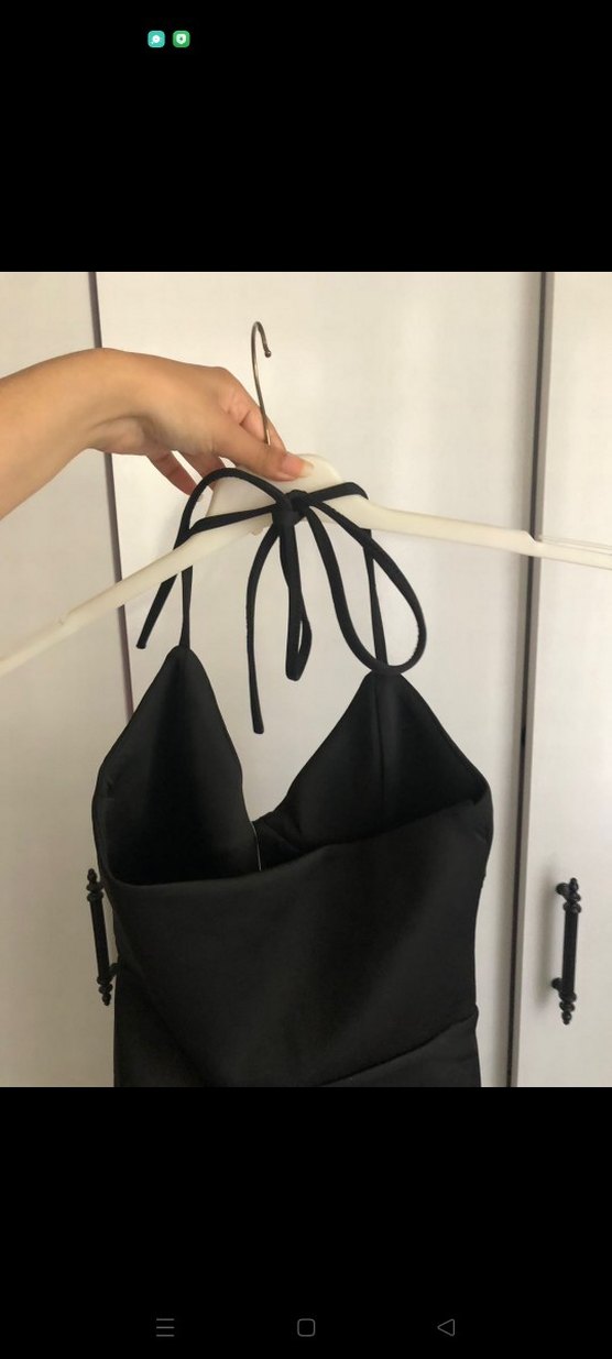 Kadın Siyah V Yakalı Askılı Tulum - Görsel 4