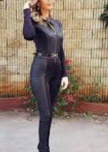 Siyah Deri Uzun Kollu Tulum bir kez giyildi - Görsel 4