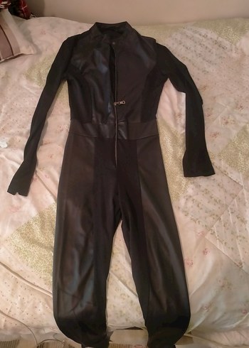 Siyah Deri Uzun Kollu Tulum bir kez giyildi - Görsel 7