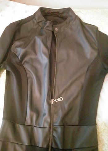 Siyah Deri Uzun Kollu Tulum bir kez giyildi - Görsel 6