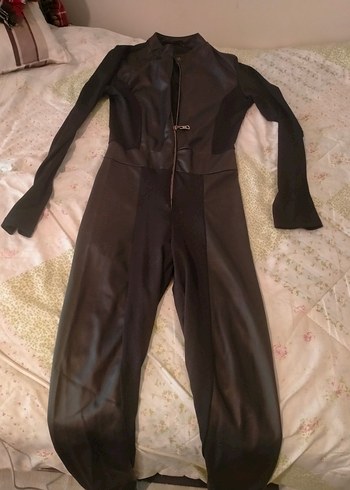 Siyah Deri Uzun Kollu Tulum bir kez giyildi - Görsel 3