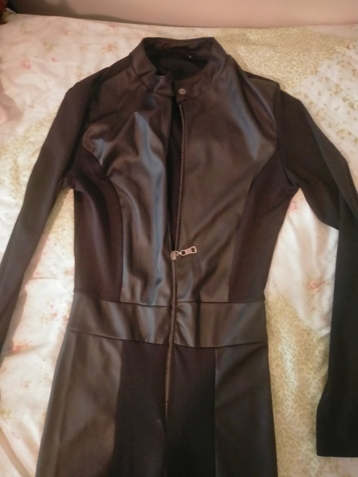 Siyah Deri Uzun Kollu Tulum bir kez giyildi - Görsel 5