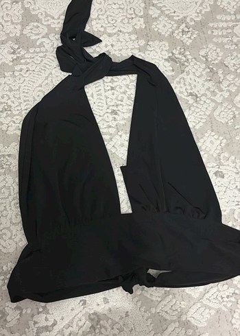 Uzun Siyah Dantel Detaylı Goth Monokini - Görsel 2