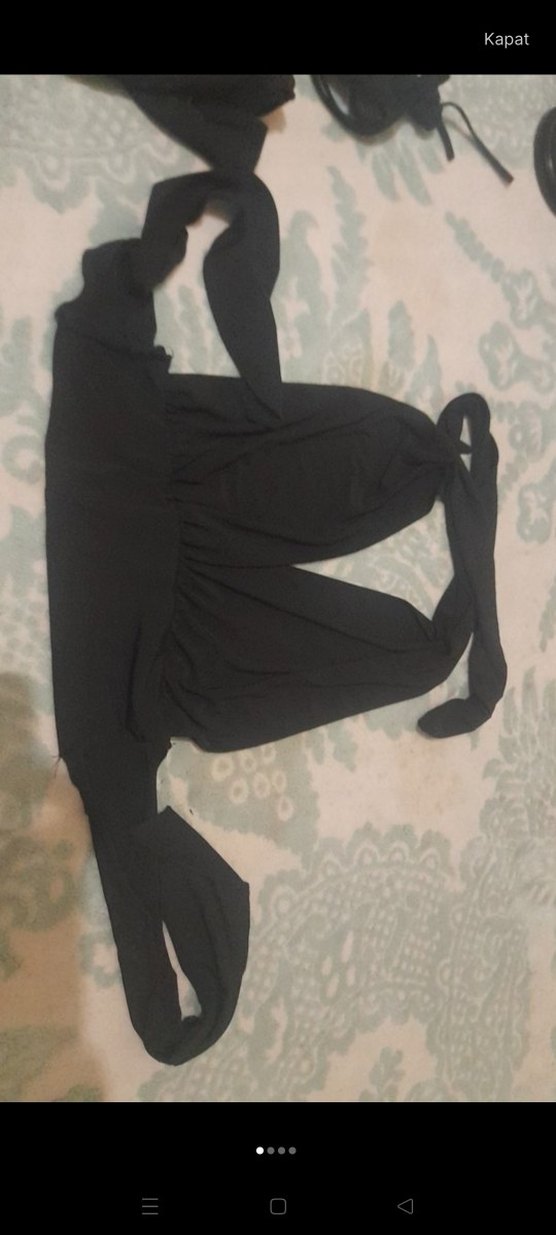 Uzun Siyah Dantel Detaylı Goth Monokini - Görsel 4