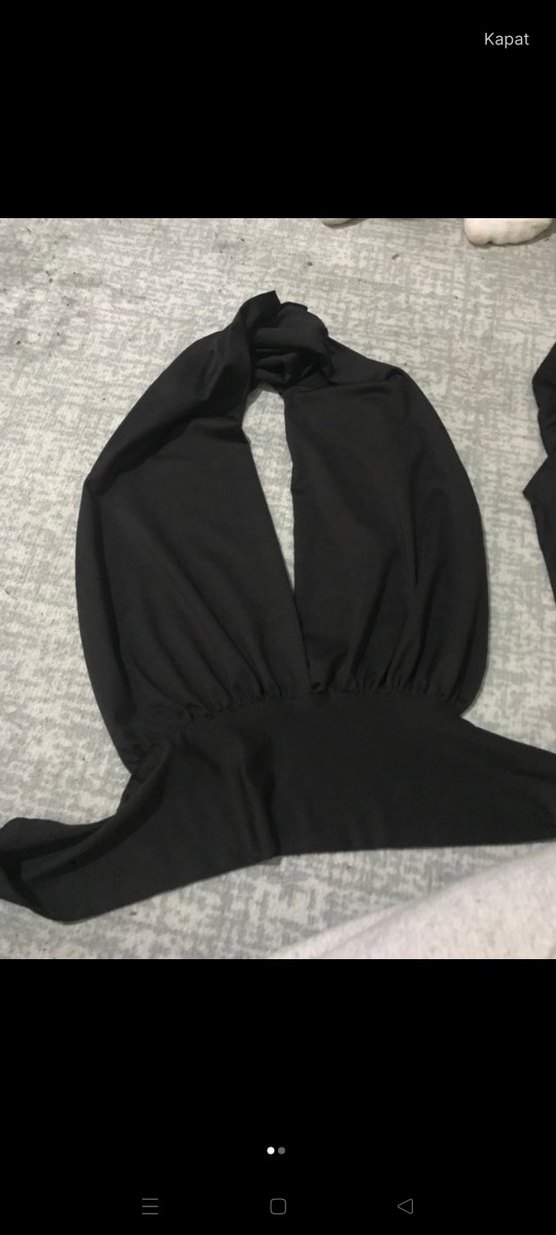 Uzun Siyah Dantel Detaylı Goth Monokini - Görsel 3