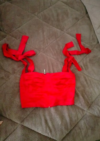 Kırmızı Drapeli Mini Halter Büstiyer - Görsel 2