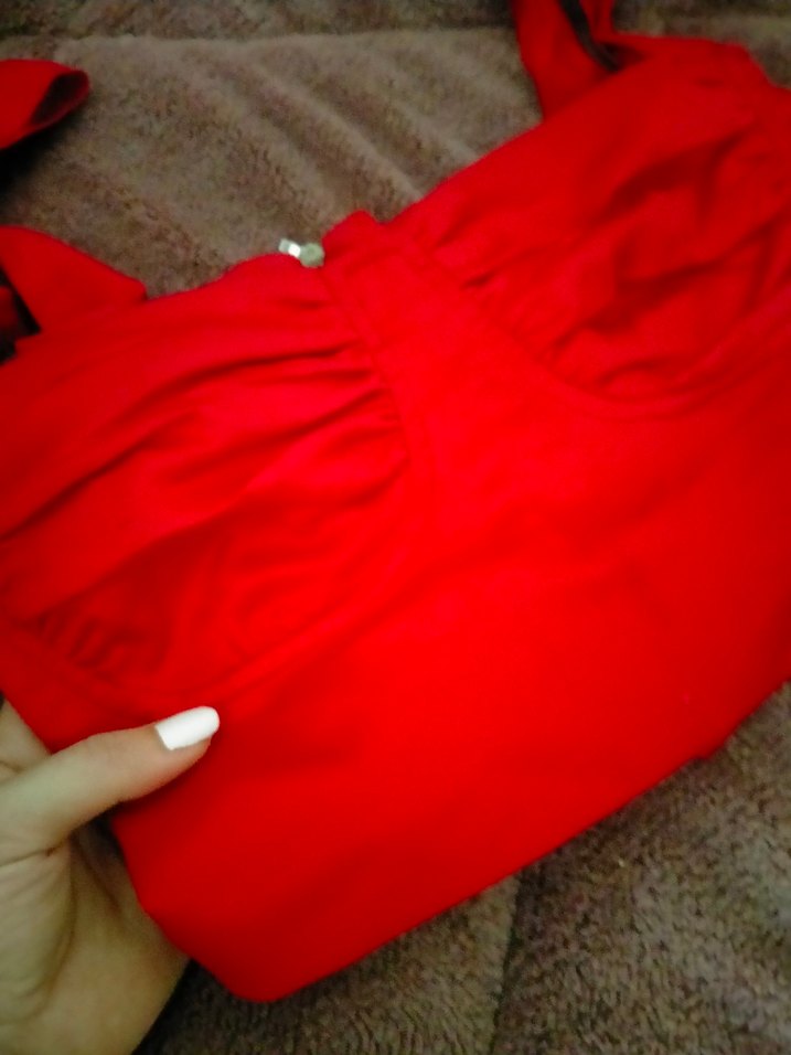 Kırmızı Drapeli Mini Halter Büstiyer - Görsel 3