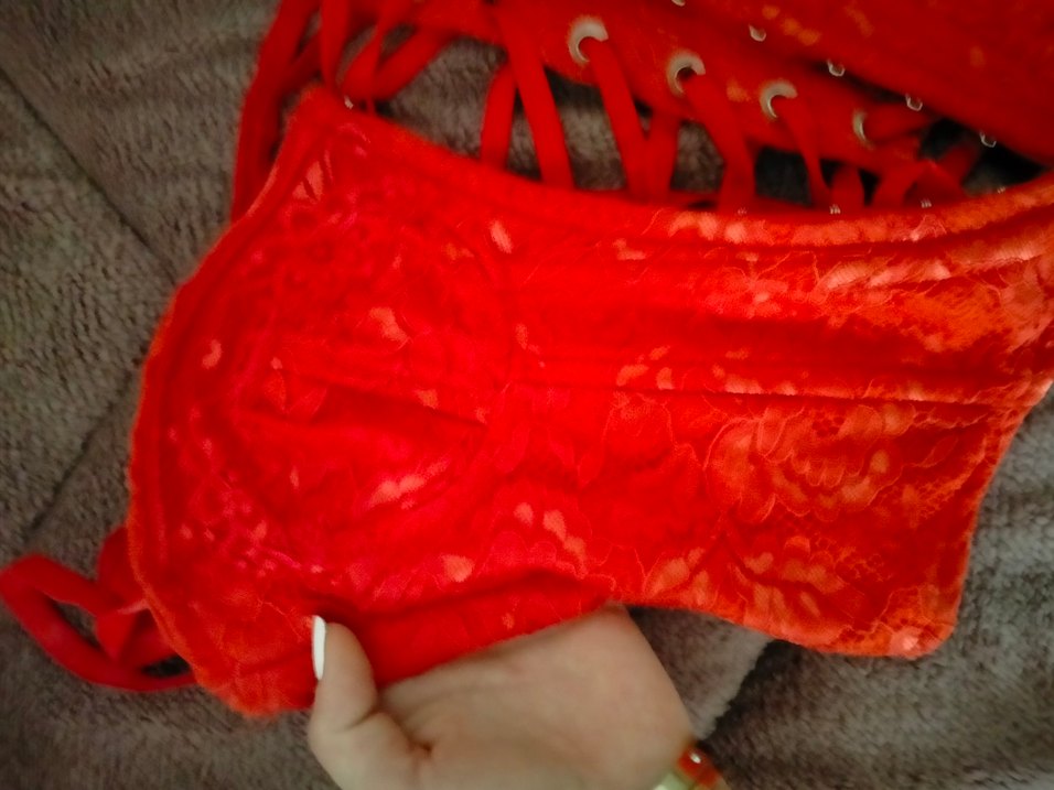 Kırmızı Nakışlı Mini Korse - Görsel 2