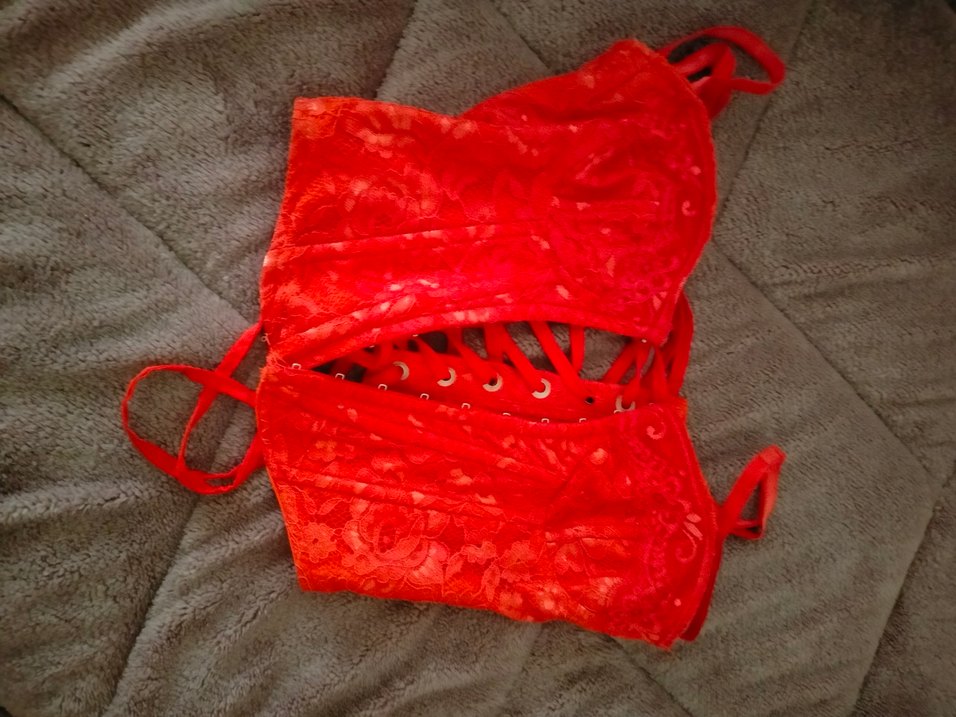 Kırmızı Nakışlı Mini Korse - Görsel 3