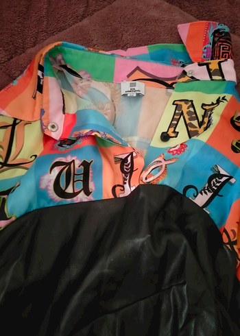 Çok Renkli Baskılı Uzun Kollu Kadın Mini Elbise - Görsel 4