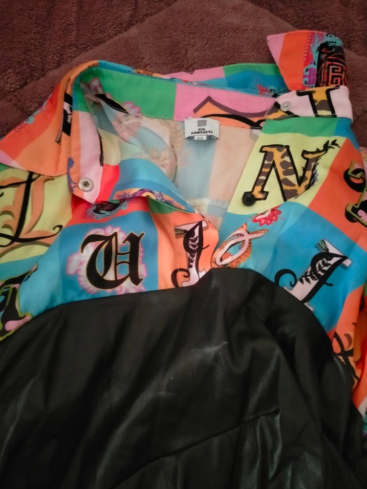 Çok Renkli Baskılı Uzun Kollu Kadın Mini Elbise - Görsel 4