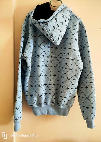 Gri Adidas Kapüşonlu Erkek Sweatshirt - Görsel 2