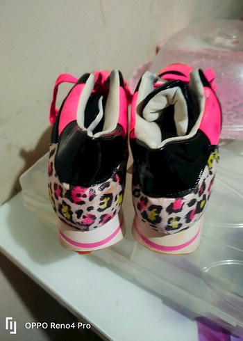 Leopar Desenli Pembe Platform Spor Ayakkabı - Görsel 2