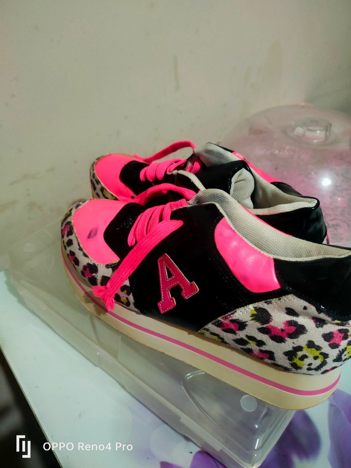 Leopar Desenli Pembe Platform Spor Ayakkabı - Görsel 3