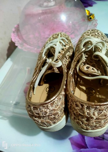 Yüksek Topuklu Bej dantel Desenli Kadın Spor Ayakkabı - Görsel 2