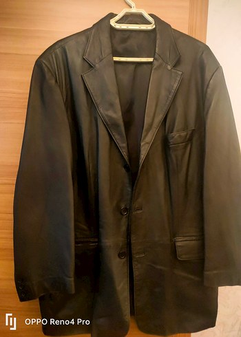 Düğmeli Siyah Deri Erkek Ceket - Görsel 2