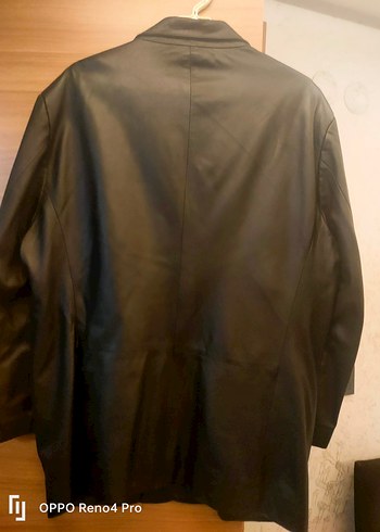 Düğmeli Siyah Deri Erkek Ceket - Görsel 4