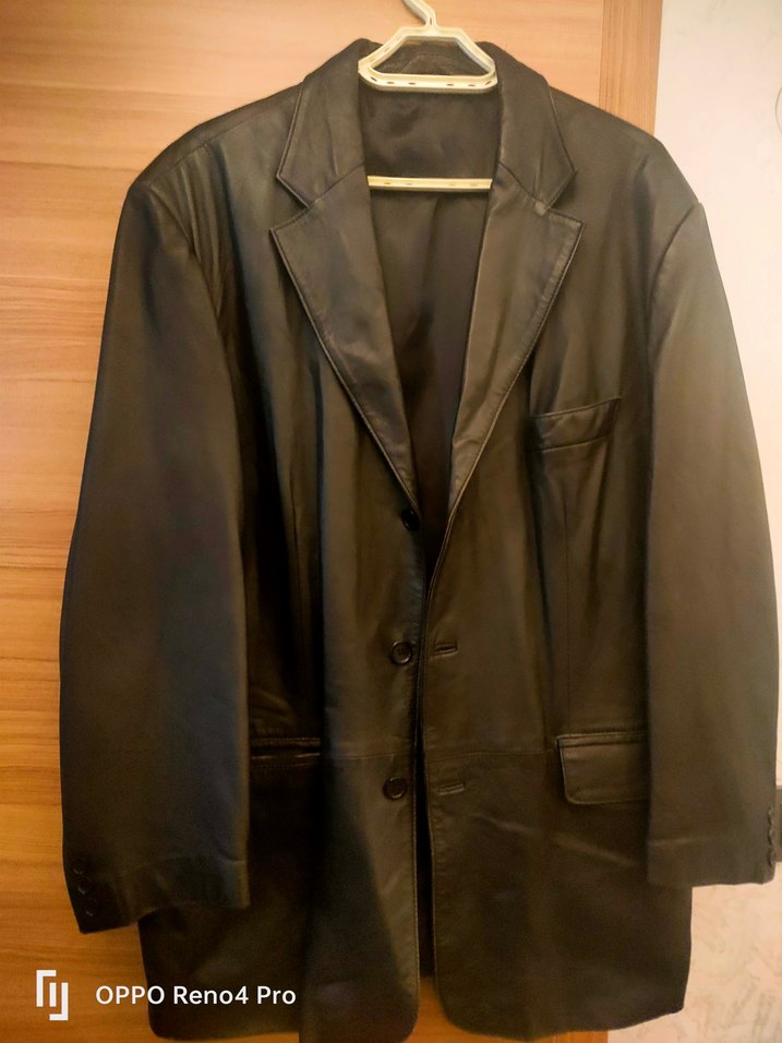 Düğmeli Siyah Deri Erkek Ceket - Görsel 2