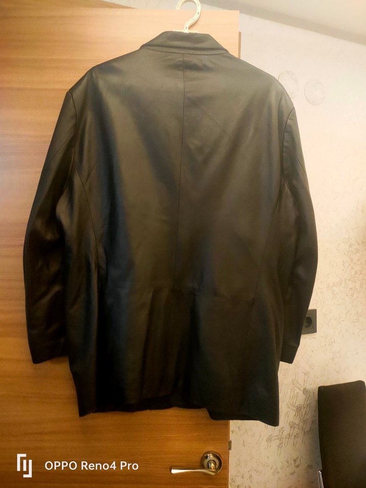 Düğmeli Siyah Deri Erkek Ceket - Görsel 5