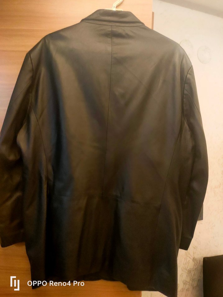 Düğmeli Siyah Deri Erkek Ceket - Görsel 4