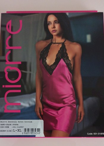 Pembe Mini Saten Gecelik - L-XL - Görsel 2