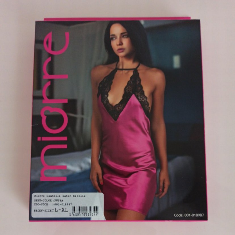 Pembe Mini Saten Gecelik - L-XL - Görsel 2